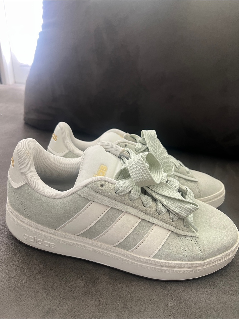 adidas Women’s Mint Green and White Low-Top Sneakers